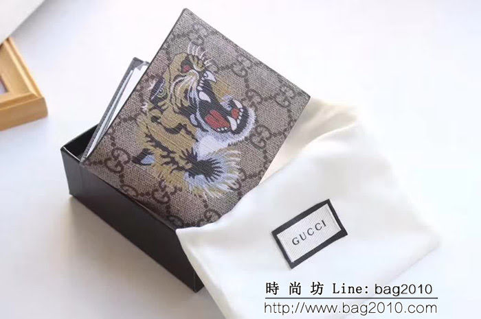 GUCCI古馳 經典款 G家老虎圖案 雙折皮夾 138042 WTG1831